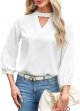 Womens Casual V Neck 3/4 Sleeve Shirt Fashion Chiffon Work Office Blouses Top Shirts