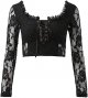 Women Gothic Elegant Hollow Sleeve Retro Womens Shirt Long Black Sexy Lace Top Womens Blouse Blank Tee Shirts for