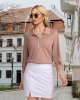 Womens Tops Dressy Casual Summer Fall Outfts 3/4 Length Sleeve V Neck Shirts Work Blouses Zipper Collar Polo Shirts