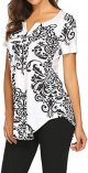 Women's Floral Printed Short Sleeve V Neck T-Shirt Pleated Casual Flowy Tunic Blouse Tops