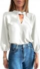 Womens Casual V Neck 3/4 Sleeve Shirt Fashion Chiffon Work Office Blouses Top Shirts