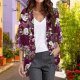 Women's Floral Print Puff Sleeve Kimono Loose Cover Up Casual Blouse Tops Womens Sweaters Elbow