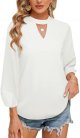 Womens Casual V Neck 3/4 Sleeve Shirt Fashion Chiffon Work Office Blouses Top Shirts