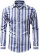 Mens Fashion Casual Striped Buckle Lapel Long Sleeve Shirt Top Taupe Mens Shirt