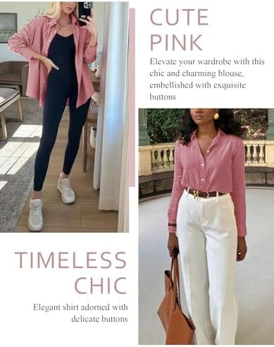 Womens Button Down Shirts V Neck Rolled Up Long Sleeve Tops Elegant Dressy Blouses Business Casual Outfits