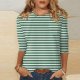 Women 3/4 Sleeve Top Summer Casual Versatile Regular Simple Printed Shirt Round Neck Casual Shirt Top Womens